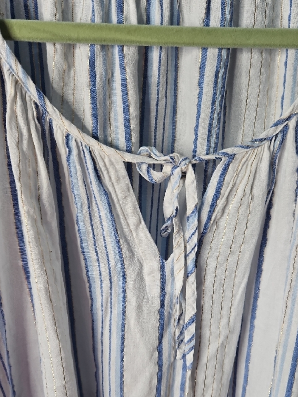 Cato Women's Blue and White Striped Peasant Top 26W/28W - Picture 4 of 9